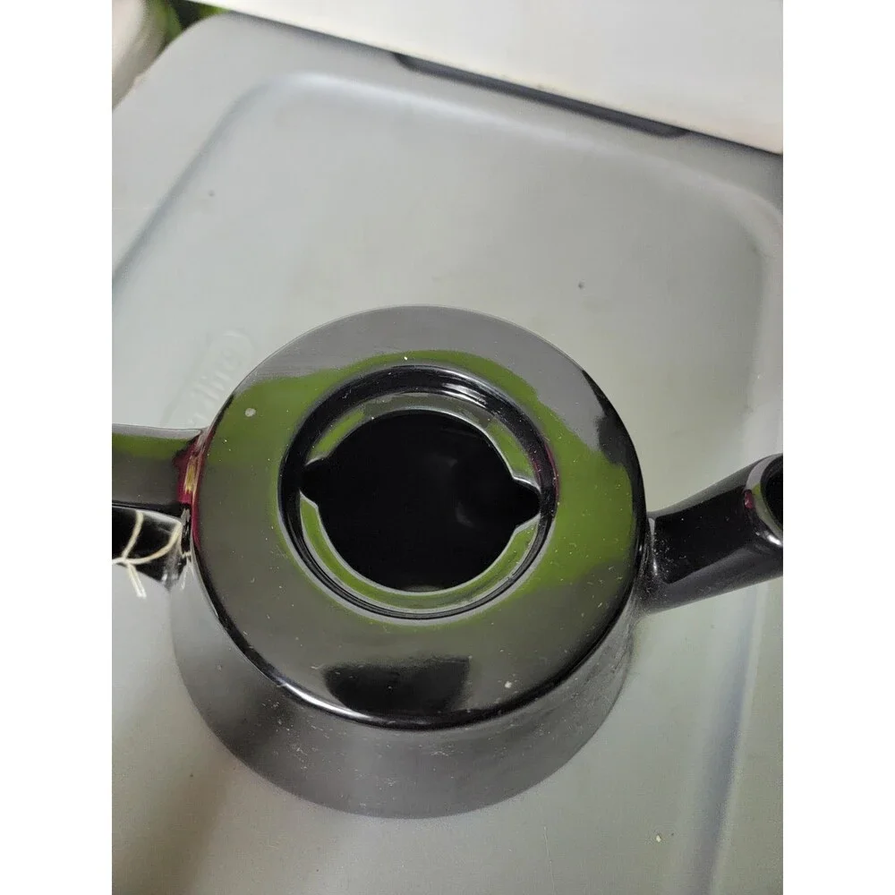 Vintage IKEA Black Varme Teapot 15199 Ceramic Modernist Swedish Design 1990s